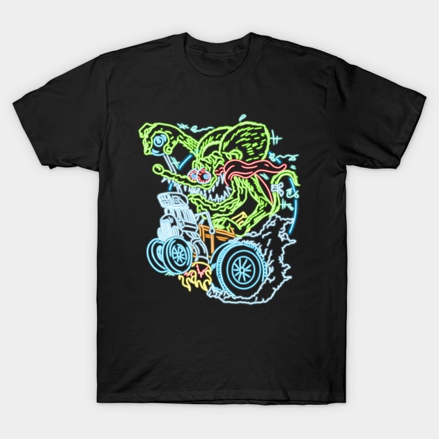 Rat Fink neon style T-Shirt by AlanSchell76